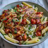 Fresh basil and balsamic glaze finish this vibrant Bruschetta Chicken Pasta, perfect for weeknights.