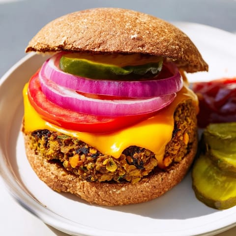 Homemade veggie burger patty loaded with chickpeas and grated veggies, ready for the grill.