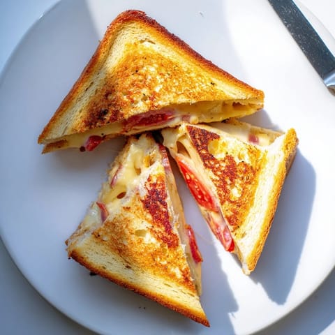 Crispy jalapeño-studded bread holds spicy melted pepper jack cheese for a Pepper Jack & Tomato Grilled Cheese.