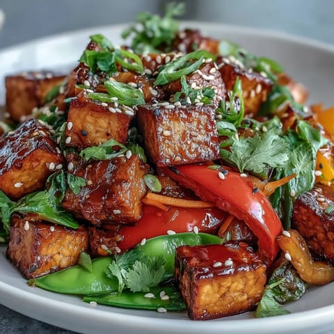 Nutty tempeh and vibrant vegetables feature in this easy stir-fry dish.