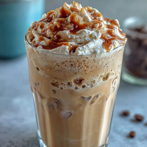 Creamy vanilla bean frappuccino protein shake with whipped cream and cinnamon, perfect for a refreshing, energizing treat.  