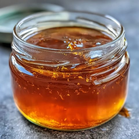 A jar of golden dandelion jelly with a spoon, showcasing its delicate floral sweetness and springtime aroma.