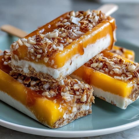 Creamy vegan mango coconut popsicles bursting with tropical sunshine, a chilly dairy-free delight.