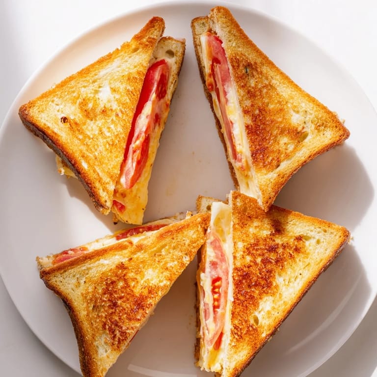 Served hot with creamy tomato soup, this Pepper Jack & Tomato Grilled Cheese looks perfect for lunch.