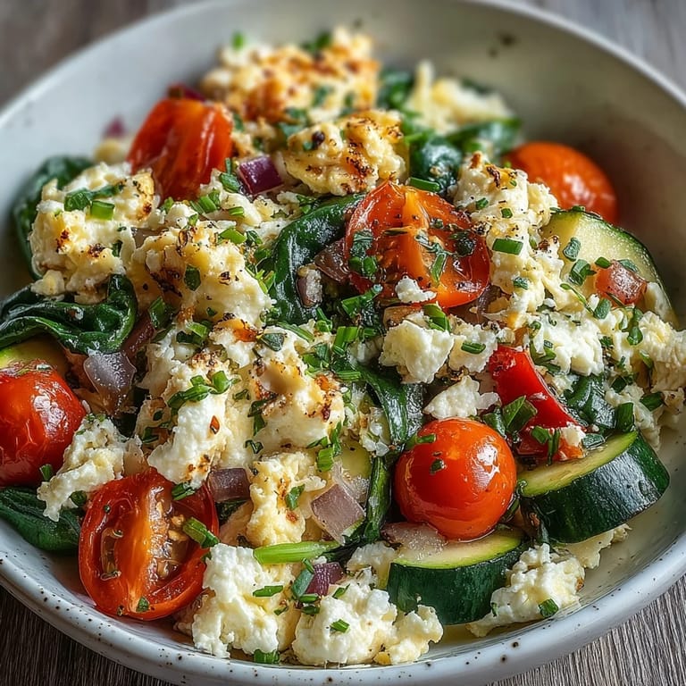 Hearty Egg and Vegetable Scramble made with seasonal produce, a deliciously healthy start.