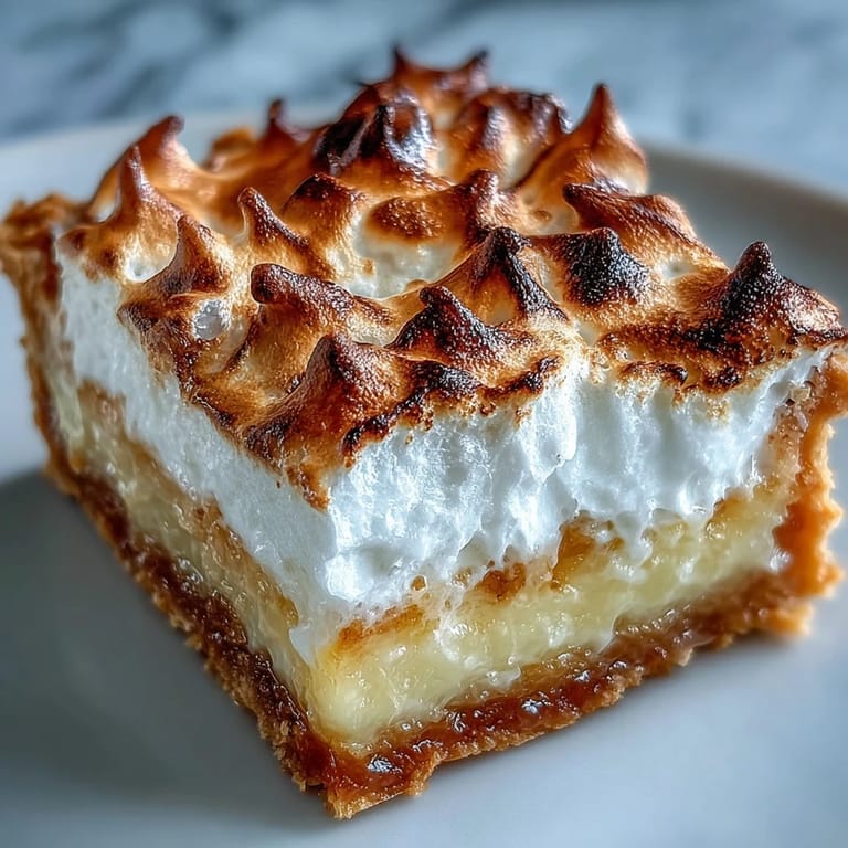 Freshly baked Lemon Meringue Pie reveals a bright yellow lemon filling under golden toasted meringue swirls.