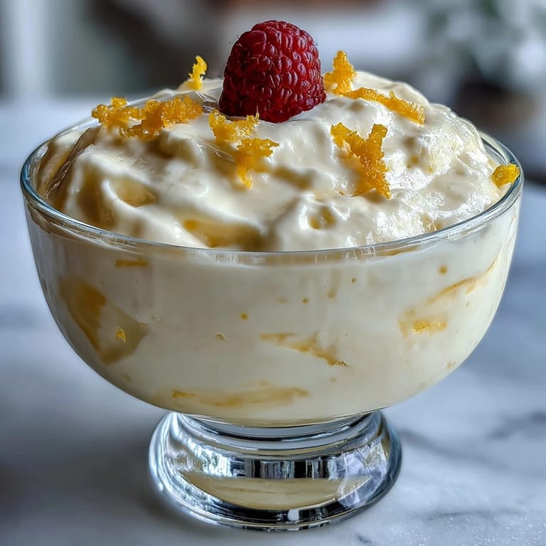 A rustic serving of Lemon Fool topped with a shortbread biscuit and lemon zest, revealing its fluffy, marbled texture in natural light.