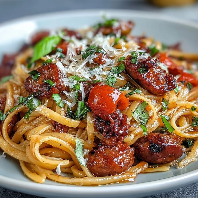Vibrant Italian Drunken Noodles topped with fresh herbs and lemon wedges, served alongside a glass of red wine.