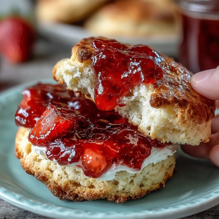 Buttery thumbprint cookies topped with bright homemade strawberry jam, perfect for dessert trays or sweet gifts.