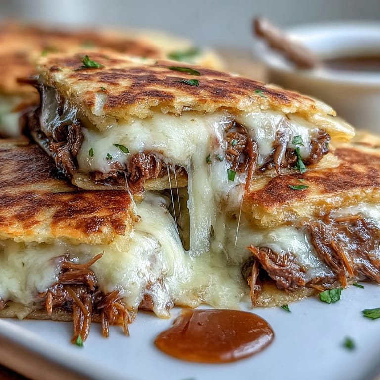 Tender, flavorful birria quesadillas, perfectly grilled and served with savory dipping broth.