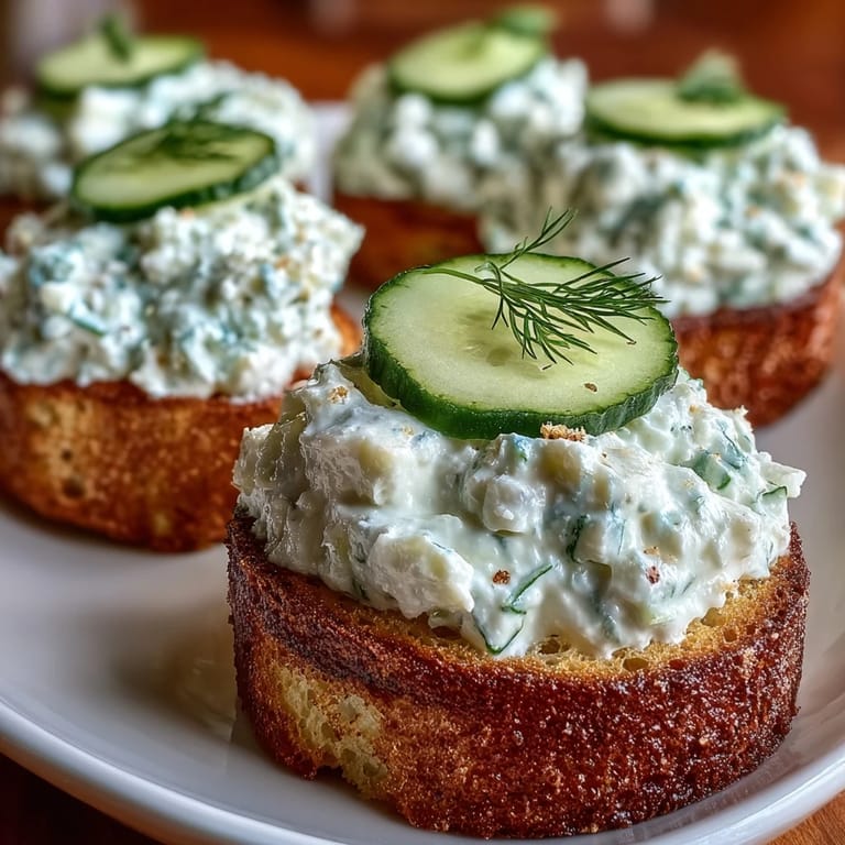 Savory Derby Day Canapés: bright Benedictine spread atop toasted bread circles.