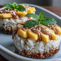 Mango Sticky Rice Cups, showcasing sweet, tender rice layered with fresh mango.