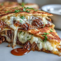 Golden, crispy Cinco de Mayo Birria Quesadillas ready for dipping in rich consommé.