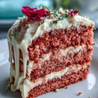 Elegant bridal shower rosé velvet cake with gold drip, featuring a stunning pink interior and shimmering edible gold accents.